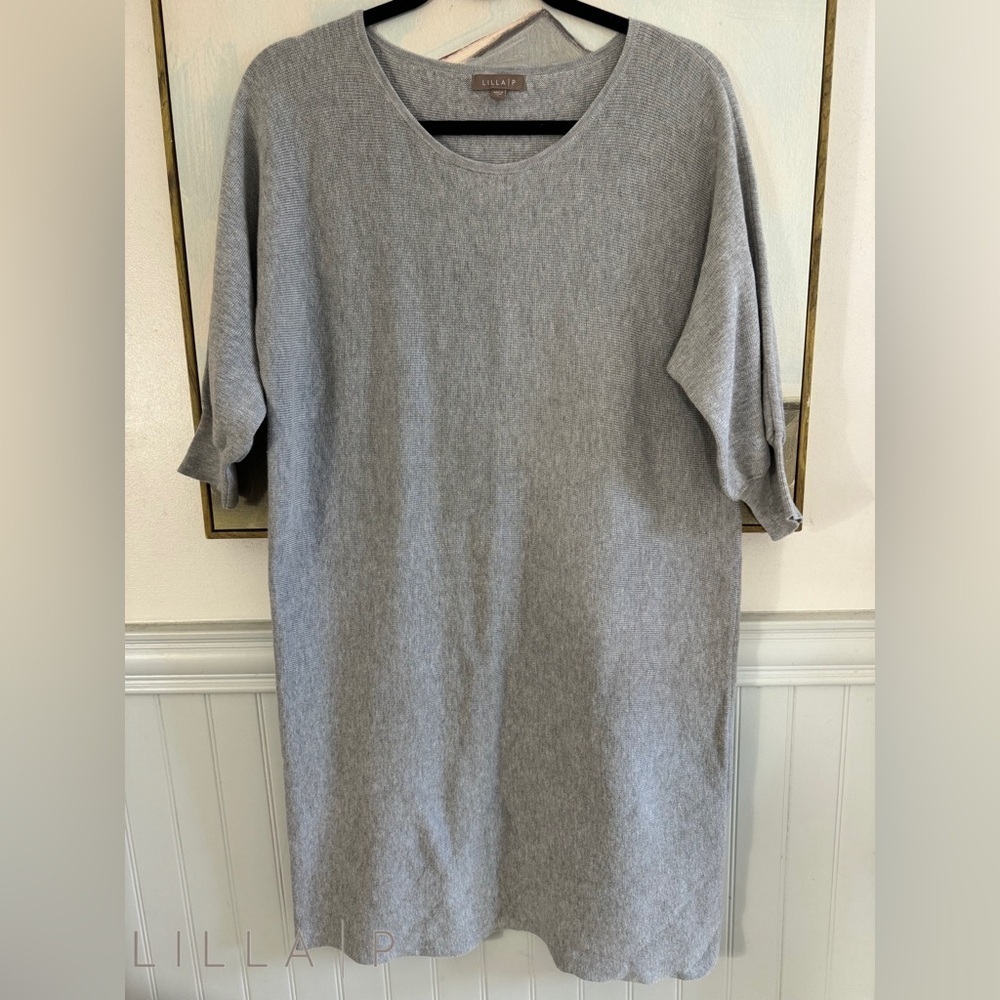Lilla P Gray Knit Midi Dress